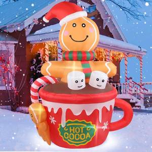 lot 18709 image: Kofero Christmas Inflatables Outdoor Decorations 6FT Gingerbread Man in Hot Cocoa Cup Blow up Xmas Yard Decoration with Led Lighted Inflatable D�cor for Indoor Outside Holiday Party Garden Lawn - Retail $40