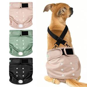 lot 18710 image: wegreeco Reusable Washable Dog Diapers Female with 1PC Suspender, Dogs Period Heat Diapers Female Heat Cycle, XL Medium Large Small Doggie Puppy Diapers for Incontinence (X-Large) - Retail $20