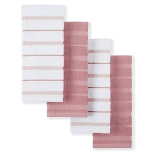 lot 18731 image: KitchenAid Albany Kitchen Towel 4-Pack Set, Dried RoseWhite, 16x26 - Retail $17