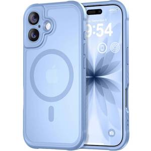 lot 18750 image: Thomo Magnetic for iPhone 17 Case, Compatible with Magsafe Full Camera Protection Translucent Matte Military Grade Shockproof with Anti-Fingerprint Phone Cover 2025, Light Blue - Retail $18