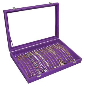 lot 18765 image: Vicoter Velvet Necklace Display Jewelry Tray 20 Hook Necklace Tray Necklace Pendant Jewelry Tray for Women and Girls - Retail $15
