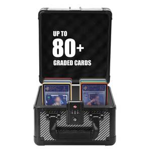 lot 18767 image: No Key ZINHO Graded Card Case Upgraded Sports Card Storage Box Waterproof Trading Card Holder, Compatible with PSA BGS CSG FGS Up to 80 Cards with TSA Approved Locks (Black) - Retail $44