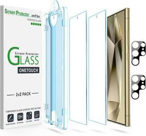lot 18769 image: ONE PACK amFilm Auto-alignment OneTouch for Samsung Galaxy Screen Protector  Camera Lens Protector, Tempered Glass, 30 seconds Installation, Bubble Free, Case Friendly, Anti-Scratch 1Pack (S24U-6.8) - Retail $7
