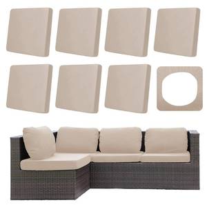 lot 18798 image: DREAHOTEXTIL 8Pcs Outdoor Cushion Covers, Patio Cushion Covers,Stretch Elastic Slipcovers, Replacement Washable & Reusable Furniture Protector for Patio Couch (Beige,Cover Only) - Retail $31