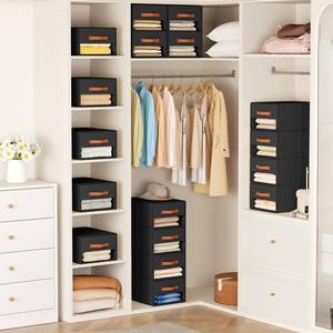 DIMJ Closet Organizers and Storage - Fabric Bins with Drawers for Closet Foldable Clothes Organizers with Clear Window, Stackable Storage Drawers Units for Bedroom, Living Room, Medium 6-Pack, Black - Retail: $59