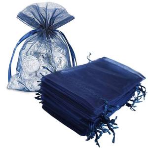 lot 18825 image: Gmnosuw Set of 50 Organza Drawstring Gift Bags for Jewelry,Toiletry,Sheer Fabric 4x6 Inch Mesh Navy Blue See Through Sack for Baby Shower,Christmas,Birthday,Party Favors,Wedding,Mothers Day,Halloween - Retail $7