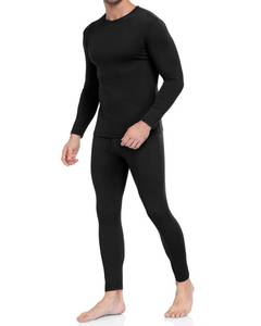 lot 18826 image: WEERTI Thermal Underwear for Men Long Johns with Fleece Lined Base Layer Men Cold Weather Top Bottom Black - Retail $30