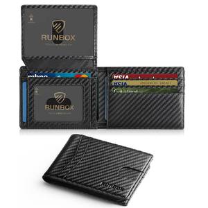 lot 18829 image: RUNBOX Wallet for Men - Slim Rfid Leather Bifold 2 ID Window With Gift Box Mens Accessories - Retail $33