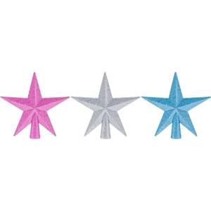 lot 18834 image: Aneco 3 Pack 4 Inches Glittered Mini Star Christmas Tree Topper Star Treetop for Small Christmas Tree Ornaments, Silver, Pink and Blue