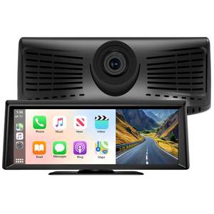 lot 18844 image: 8.1 Portable Wireless Carplay Screen for Car, 2K Dash Cam & 1080P Backup Camera, Touchscreen Car Stereo with Apple Car PlayAndroid Auto, GPS, Bluetooth, Mirror Link, Voice Control for All Vehicles - Retail $66