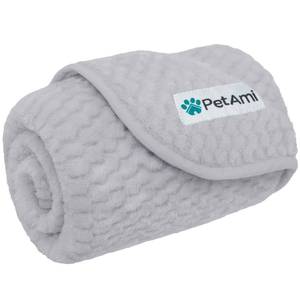 lot 18869 image: PetAmi Waterproof Dog Blanket, Leakproof Puppy Blanket for Small Medium Dogs, Furniture Sofa Couch Cover Protector, Fleece Pet Throw Indoor Cat Kitten, Reversible Washable Soft Plush, 29x40 Light Gray - Retail $18