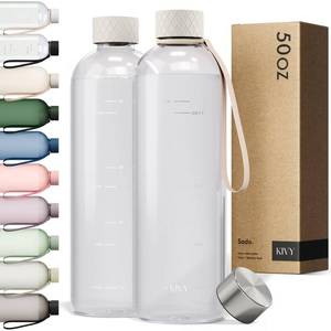 lot 18875 image: ONE PACK KIVY Large Water Bottle 50oz Lightweight & Shatterproof Fits Backpack & Cupholder for Travel, Sports, School - Clear water bottle no straw - 1.5 Liter water bottles plastic - 50oz Water bottle - Retail $30