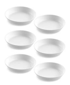 lot 18881 image: Abode Homewares Edge Matte Melamine Low Bowl - White - 8.5 - Set of 5 - Retail $57