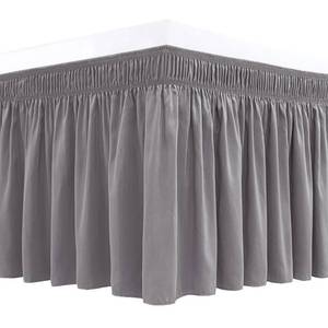 lot 18885 image: Biscaynebay Wrap Around Bed Skirts for King & Cal King Beds 18 Long Drop, Silver Grey Adjustable Elastic Dust Ruffles Easy Fit Wrinkle Resistant Silky Luxurious Fabric Machine Washable - Retail $16