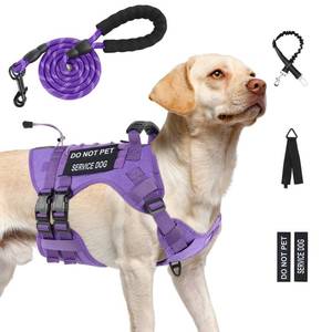 lot 18916 image: Yungaspy No Pull Tactical Dog Harness for Large Dogs, Escape Proof Molle Dog Vest Harness and Leash Set, Adjustable Military Service Dog Harness with Handle for Medium Large Dogs(Purple, L) - Retail $137