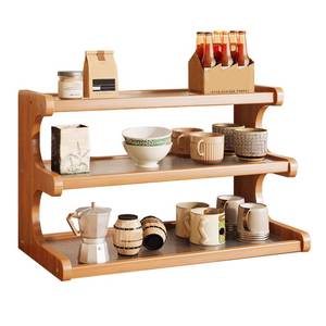 lot 18919 image: Wynfelo 3-Tier Wooden Mug Holder Countertop, Coffee Cup Holder Mug Display Coffee Mug Organizer Mug Rack for Coffee Station Organizer Mug Shelf for Cabinet for Kitchen, Home,Natural - Retail $26