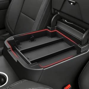 lot 18922 image: Autorder Center Console Organizer for 2021-2026 Chevy Chevrolet TahoeSuburbanGMC Yukon Accessories Armrest Storage Box Secondary Insert Tray with Anti-Slip Mat(Only for Power-Sliding Console) - Retail $22