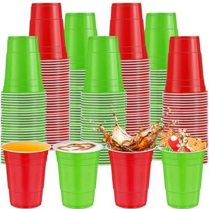 lot 18945 image: cssopenss 120 PCS Christmas plastic cups 16 oz christmas Party Cups Red Green disposable cups 2 Styles for Christmas Party Decorations & Party Supplies for BeerBeverageSnacksCandies