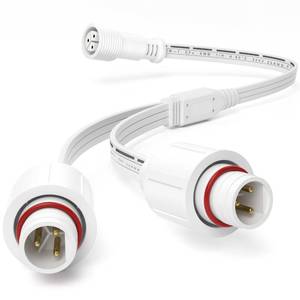 lot 18954 image: Y-Splitter Extension Cable for E-fy Permanent Outdoor Lights E22, S4 - HP5, IP68 Waterproof Extension Cord Compatible with E-fy E22S4 for Christmas-Holiday (Y-Shaped 1 Female to 2 Male) - Retail $21