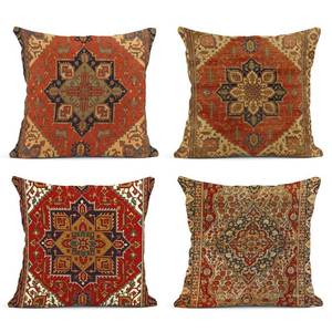 lot 18961 image: Sanwarm Throw Pillow Covers Home Decor Set of 4 Pillow Cases Decorative 20 x 20 Inches Cushion Couch Sofa Pillowcases Turkey Kilim Ancient Antique - Retail $18