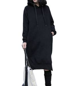 lot 3502 image: NUTEXROL Womens Thickening Long Fleece Sweatshirt String Hoodie Dress Pullover Plus Size, Large, Black