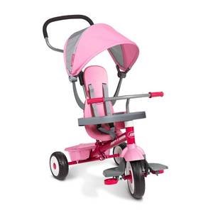 lot 3521 image: Radio Flyer 4-in-1 Stroll N Trike - Pink Steel Frame, Adjustable Seat, EVA Tires - Retail $100