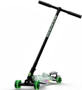 lot 3522 image: Melo SideWinder Kick Scooter - Green Steel & Aluminum Frame, Lights Up - Retail $60