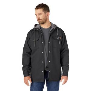 lot 3523 image: Dickies mens Fleece Hooded Duck Shirt Jacket With Hydroshield Work Utility Outerwear, Black, X-Large US - Retail $55