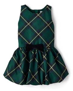 lot 3543 image: Gymboree,Girls,and Toddler Holiday Dressy Dresses,Green Plaid Bubble,6Y - Retail $32