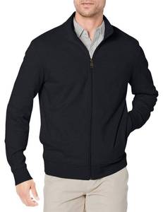 lot 3550 image: Amazon Essentials Mens Full Zip Mock Neck French Terry Sweatshirt, Lightweight, Black, Medium - Retail $20