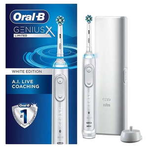 lot 3568 image: Oral-B Genius x Limited Rechargeable Electric Toothbrush with Artificial Intelligence - White - Retail $180