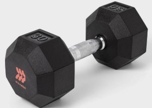 lot 3634 image: All in Motion 30lb Rubber Hex Dumbbell - Retail $45