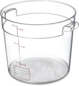 lot 3680 image: Carlisle FoodService Products Storplus Round Food Storage Container with Stackable Design for Catering, Buffets, Restaurants, Polycarbonate (Pc), 6 Quart, Clear - Retail $18