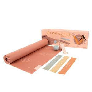 lot 3701 image: Blogilates Ultimate Fit Yoga Mat Kit with Yoga Mat  Strap  Massage Ball  Resistance Bands  Green - Retail $43