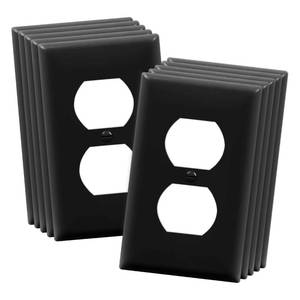 lot 3722 image: ENERLITES Duplex Receptacle Outlet Wall Plate, Size 1-Gang 4.50 x 2.76, Unbreakable Polycarbonate Thermoplastic, UL Listed, 8821-BK-10PCS, Black (10 Pack)&nbsp