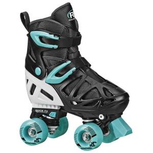 lot 3742 image: Roller Derby Youth Adjustable Roller Skates - BlueBlack 3-6 IndoorOutdoor Use, 4 Wheels - Retail $35