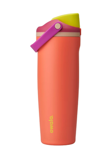 lot 3802 image: Owala 30oz Stainless Steel Bucket Handle FreeSip Insulated Straw Tumbler Water Bottle - Neon Nectar - Retail $35