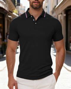 lot 3814 image: Mens Polo Shirts Short Sleeve Casual Fashion Slim-Fit T-Shirt Black, L