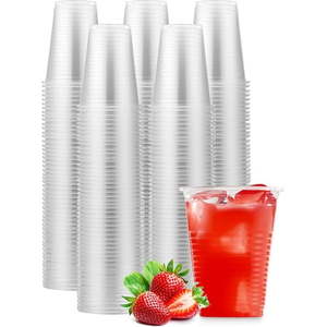 lot 3819 image: Munfix Birthday Heavy Duty Disposable Plastic Cups  7 Oz  Solid Print Clear  500 Count - Retail $28