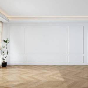 lot 3827 image: Pangda Peel and Stick Wall Molding Kit, 3D Premade Accent Molding Wainscoting Panel for Interior Wall Moulding Decor, Ready to Assemble Wainscoting Accent Panel(3 Set,35 x 68in  99 x 68in) - Retail $144