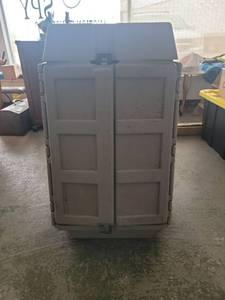 lot 19505 image: Plastic Outdoor Storage with Shelving
