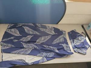 lot 19509 image: SHEIN Curve Blue Palm Leaf Print dress Set (skirt & top) Size 1XL