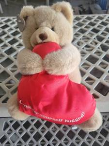 lot 21026 image: Plush Bear with Red Heart Pillow