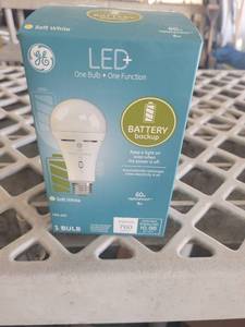 lot 21040 image: GE LED Battery Backup Light Bulb 60W