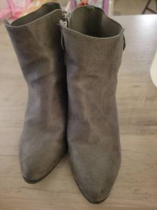 lot 21097 image: Gray Suede Ankle Boots with Buckle Detail size 7.5