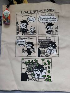 lot 21102 image: Sarah Andersen How I Spend Money Comic Print Tote Bag