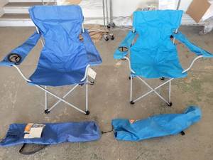 lot 21104 image: Portable Folding Camp Chair Set - Blue