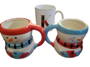 lot 21145 image: Holiday Snowman Mug Collection with Monogram K Mug