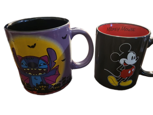 lot 21156 image: Disney Mickey Mouse and Stitch Halloween Coffee Mugs Set
