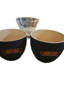 lot 21157 image: Mine & Yours Ceramic Bowls with Kahlua Glass Set